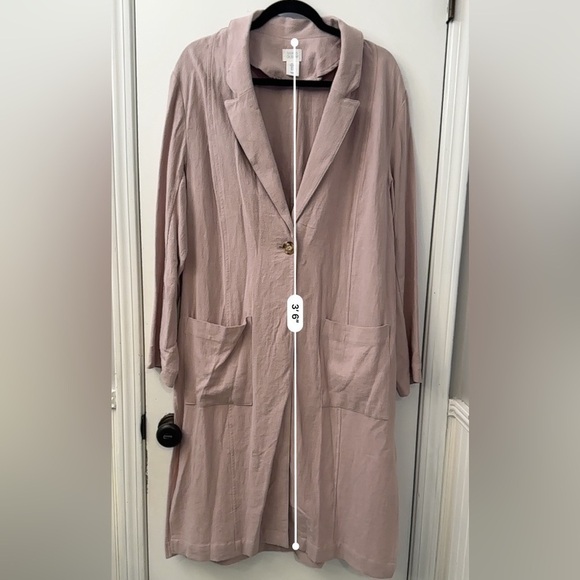 Sigrid Olsen Linen Blend Duster Coat  Soft Blush Lightweight Jacket Size M - Picture 12 of 13